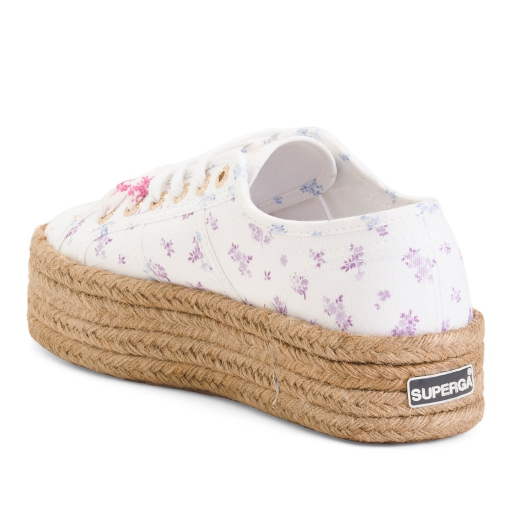 🎉LAST PIECE🎉SUPERGA Flower Print Mix Sneakers With‎ Rope Platform - Picture 4 of 10